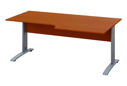 ERK 28 - 188 stůl kancelářský, rohový, pravý, kovová podnož stříbrná, deska 25 mm, široký 1800 mm, třešeň šumavská